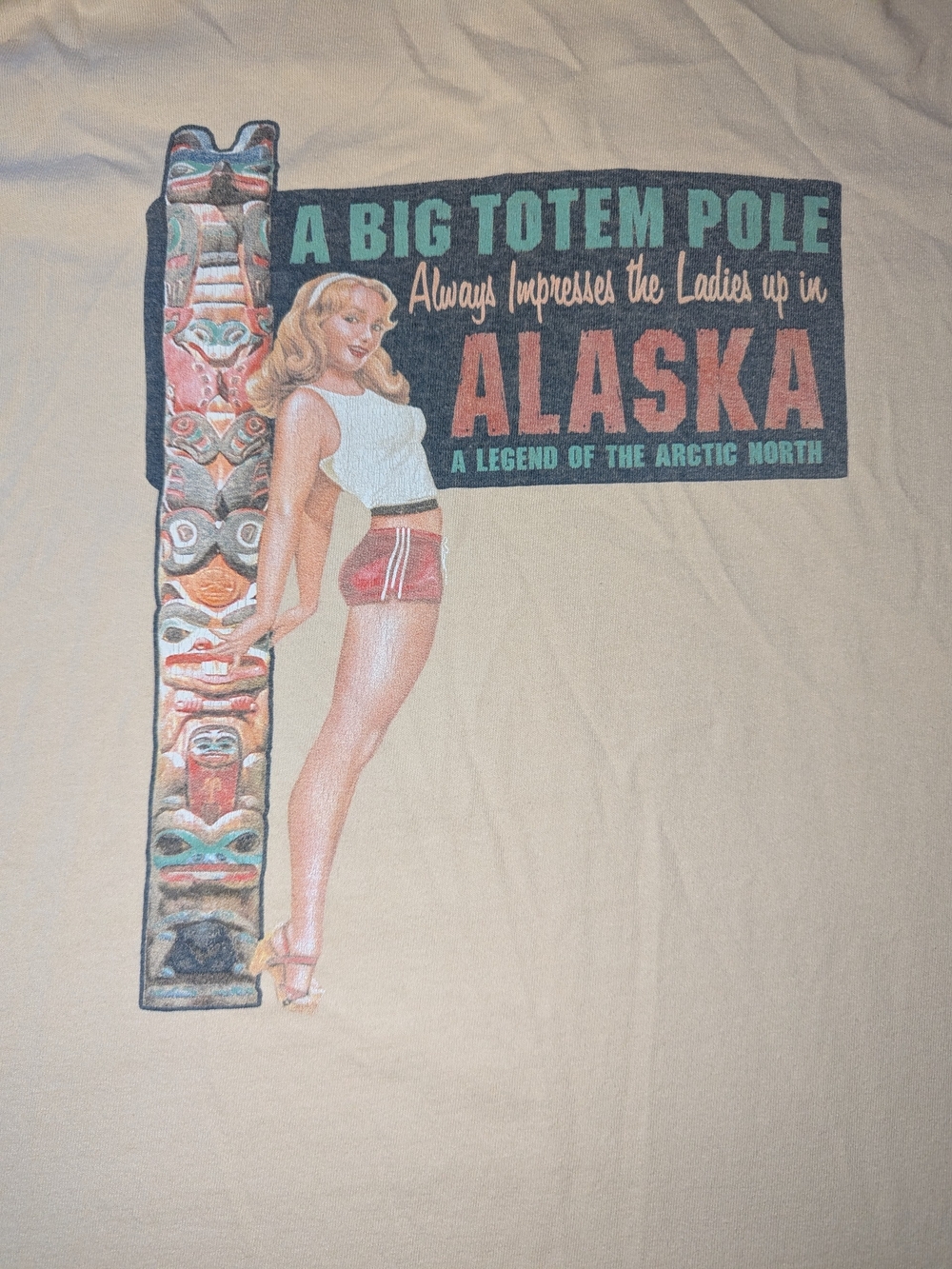 Vintage Alaska Souvenir Graphic Tee Single Stitch Cream XLarge